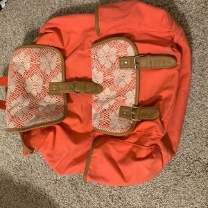 Salmon tie canvas backpack